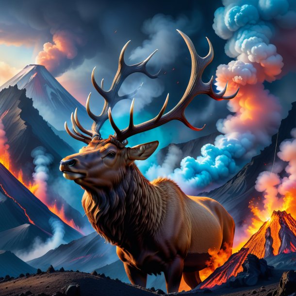 Photo of a smoking of a elk in the volcano