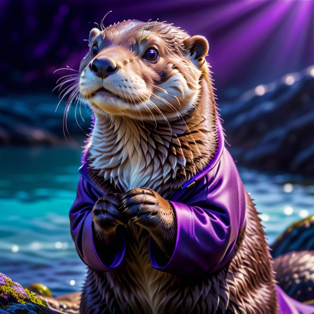 Picture of a otter in a purple coat