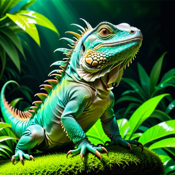 Imagem de uma iguana em um sapato verde