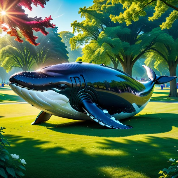 Image of a whale in a belt in the park