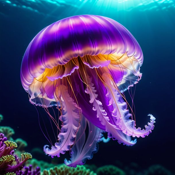 Pic of a jellyfish in a purple coat