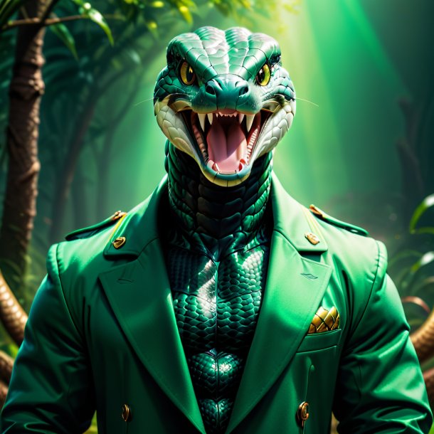 Photo of a cobra in a green coat