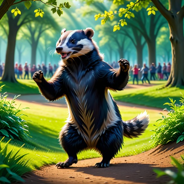 Image of a dancing of a badger in the park