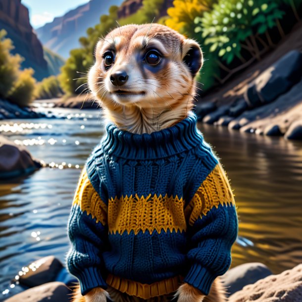 Picture of a meerkat in a sweater in the river