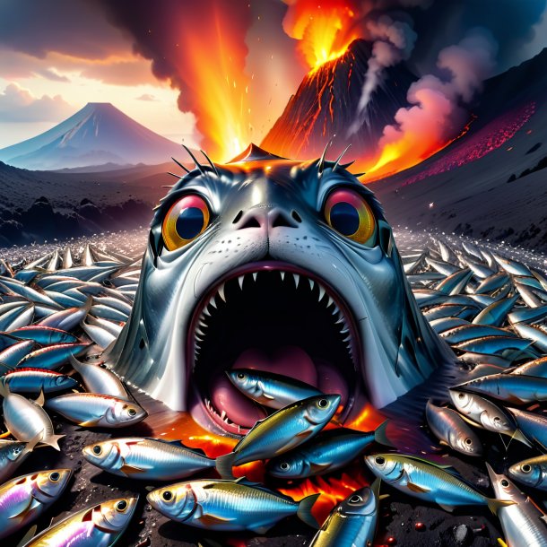 Pic d'un cri de sardines dans le volcan