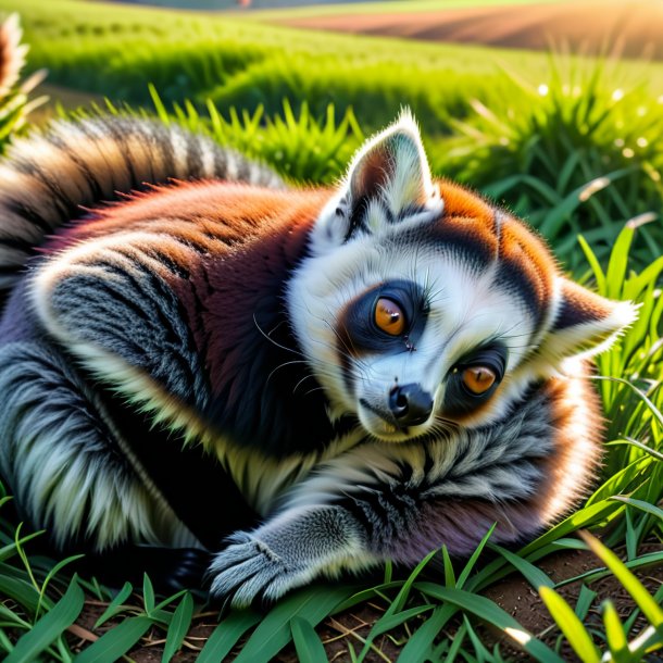 Foto de un sueño de un lémur en el campo