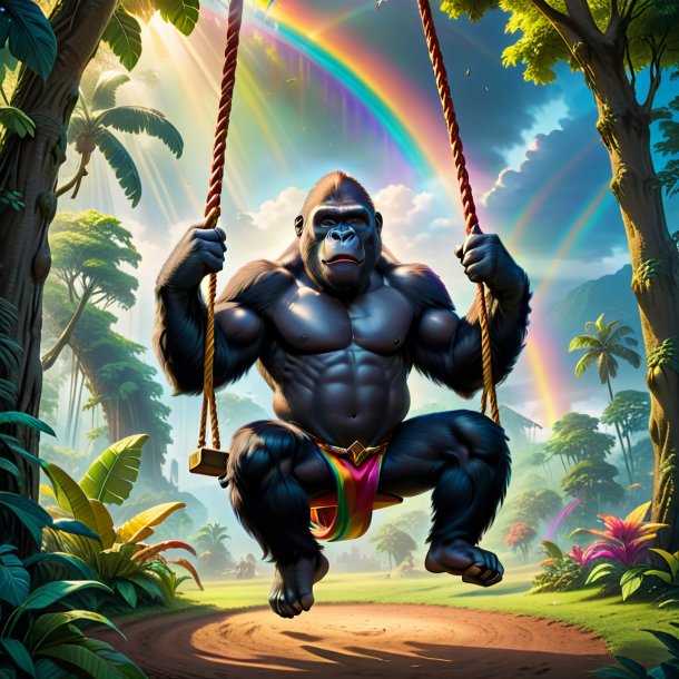 Photo of a swinging on a swing of a gorilla on the rainbow