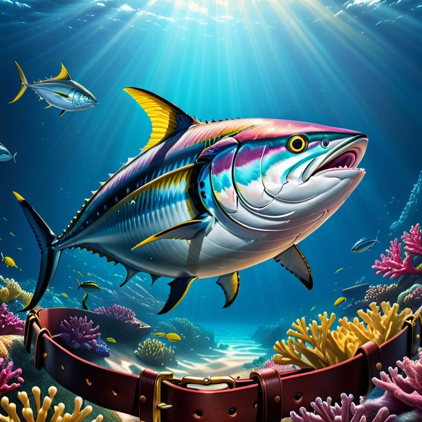 Illustration of a tuna in a belt in the sea