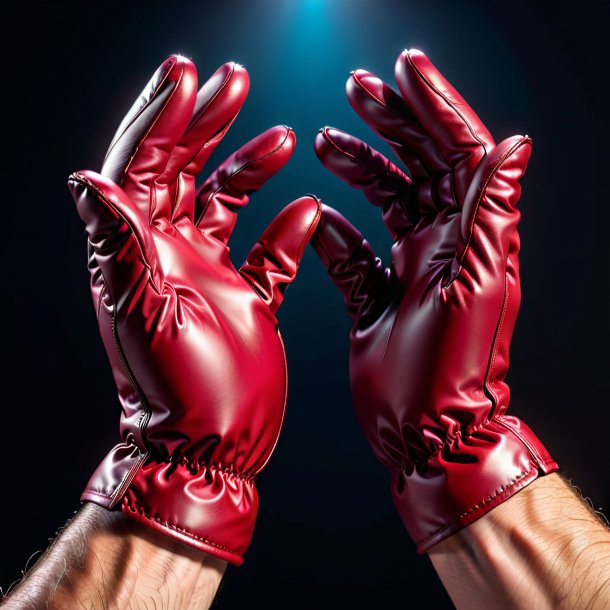 Clipart of a maroon gloves from polyethylene