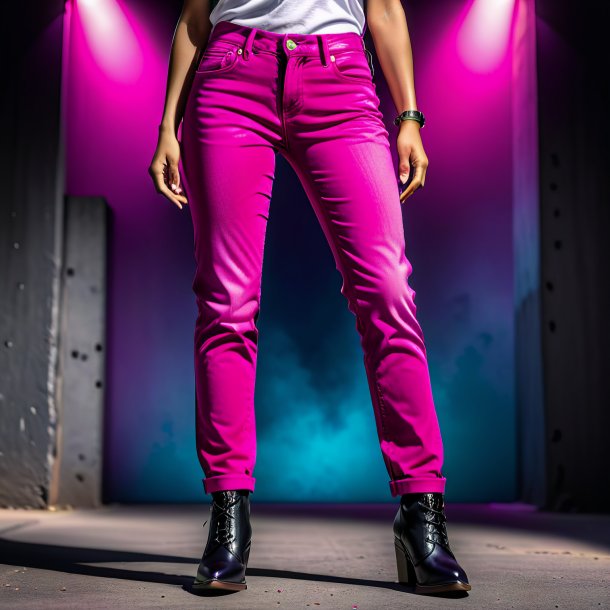 Foto de un jeans magenta de hormigón