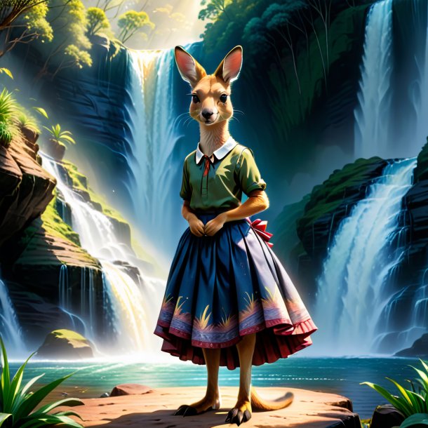 Drawing of a kangaroo in a skirt in the waterfall