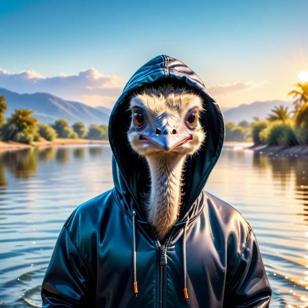 Image d'une autruche dans une capuche dans l'eau