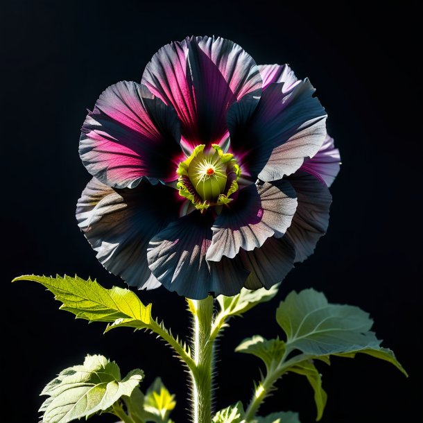 Portrayal of a charcoal hollyhock