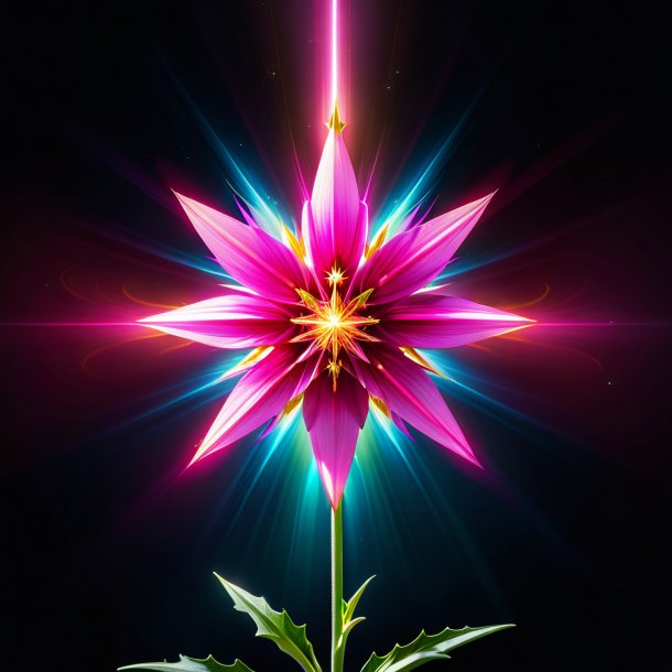 Illustration of a hot pink star of bethlehem