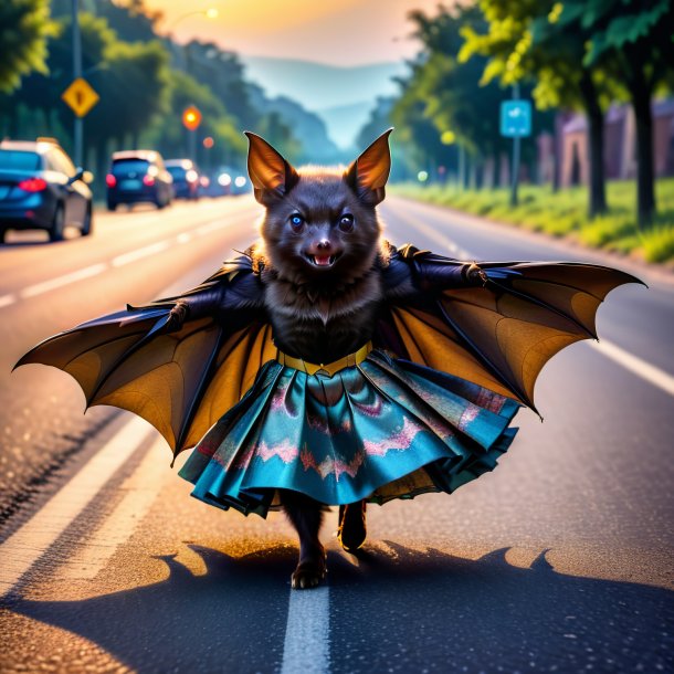 Photo d'une chauve-souris dans une jupe sur la route