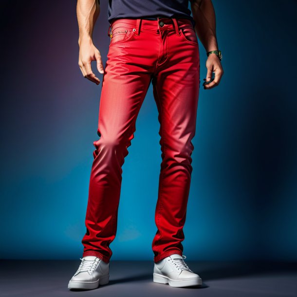 Photo of a crimson jeans from paper