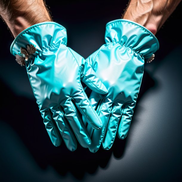 Image of a cyan gloves from paper