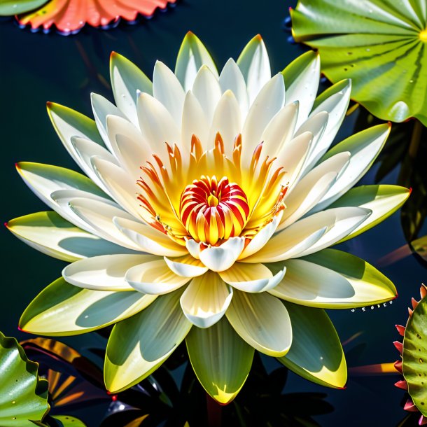 "figura de un lirio de agua de coral, blanco"