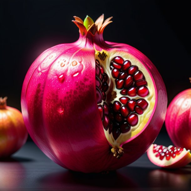 Drawing of a hot pink pomegranate