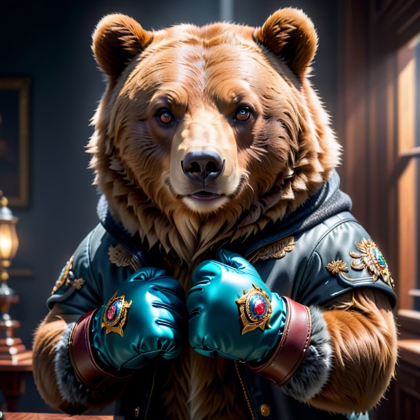 Picture of a bear in a gray gloves