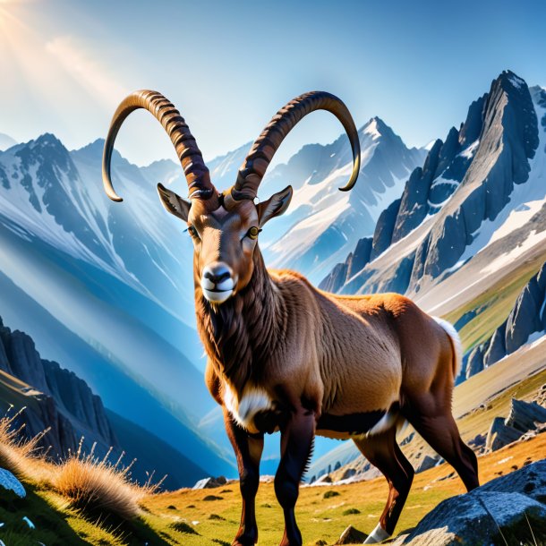 Image of a playing of a ibex in the mountains