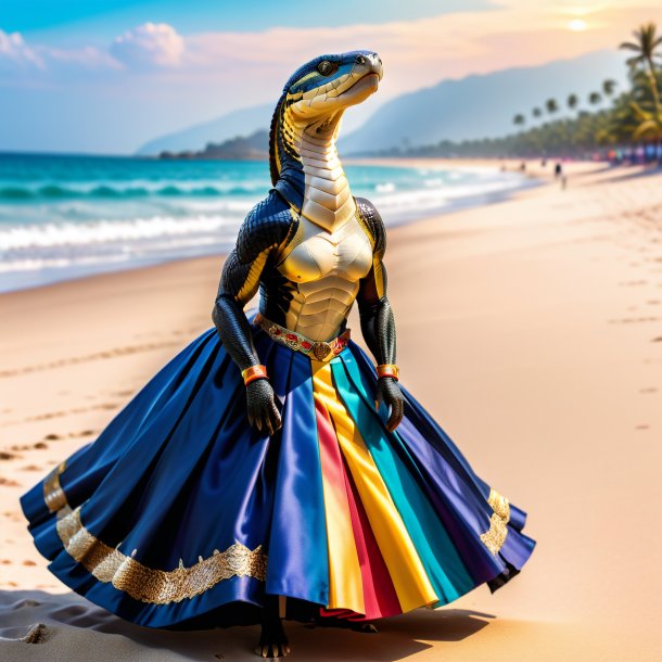 Pic d'un cobra roi dans une jupe sur la plage