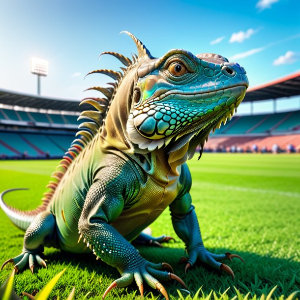 Picture of a playing of a iguana on the field