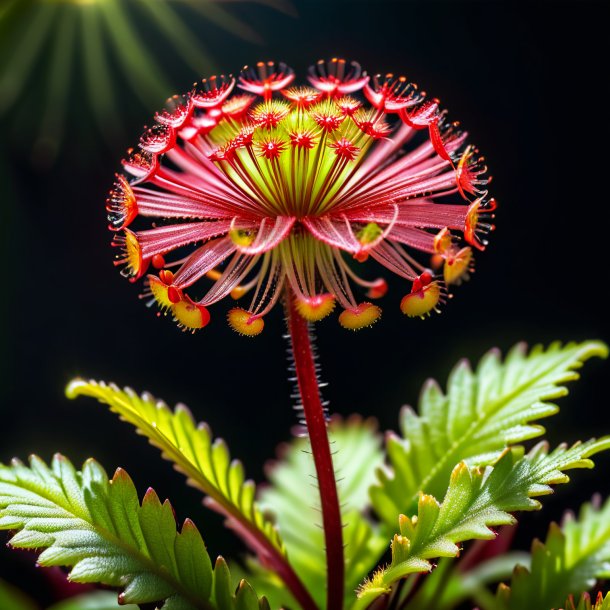 Figure d'un feu de soleil rouge à feuilles rondes