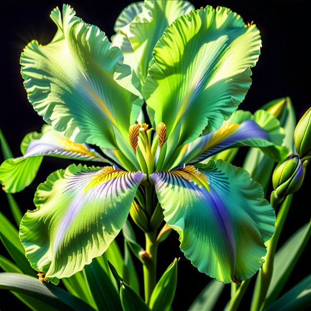 Portrait of a pea green iris