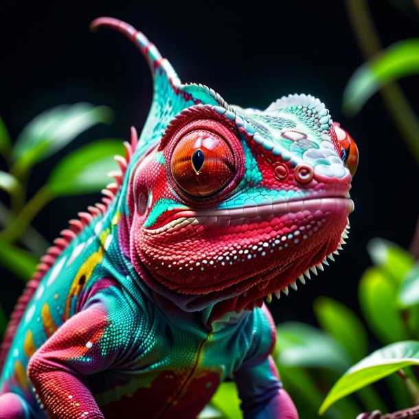 Image of a maroon smiling chameleon