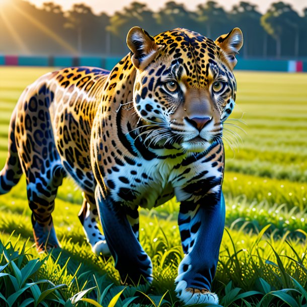 Imagem de um jaguar em um jeans no campo