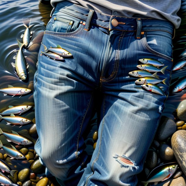 Photo of a sardines in a jeans in the river