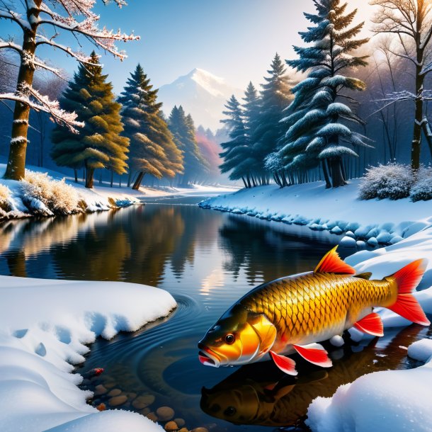 Pic of a waiting of a carp in the snow