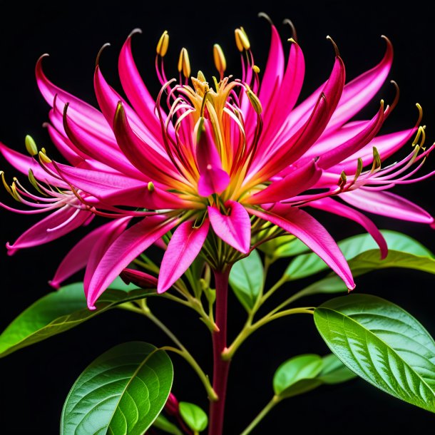 Photography of a hot pink honeysuckle