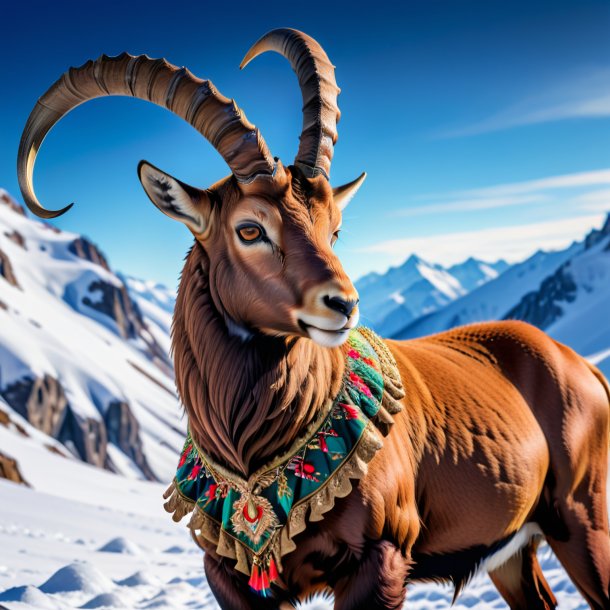 Foto de un íbex en un vestido en la nieve