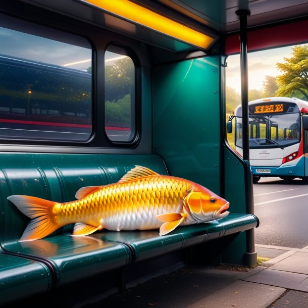 Imagem de um sono de uma carpa no ponto de ônibus