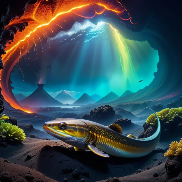 Photo of a waiting of a eel in the volcano