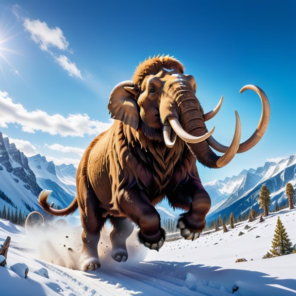 Pic of a jumping of a mammoth in the snow