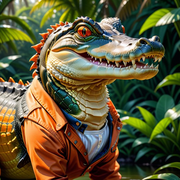 Photo d'un alligator dans un jean orange