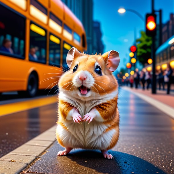 Foto de uma dança de um hamster no ponto de ônibus