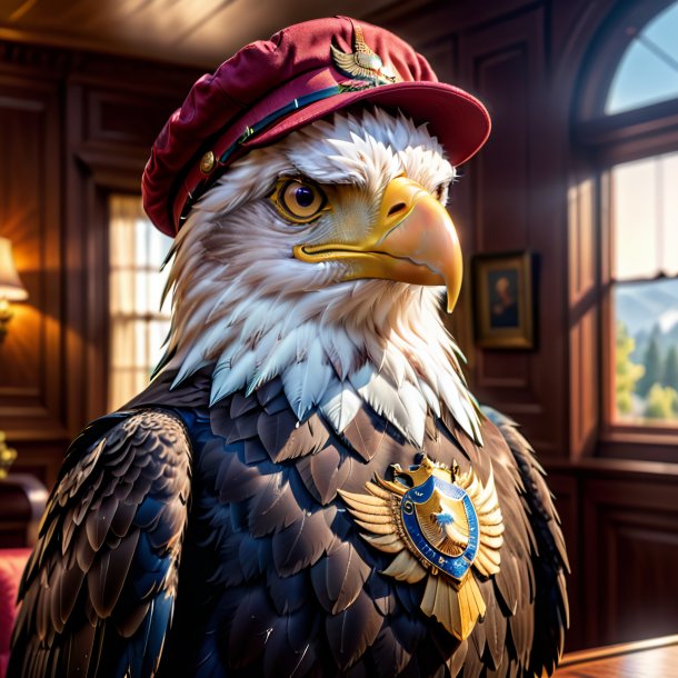 Foto de un águila en una gorra en la casa