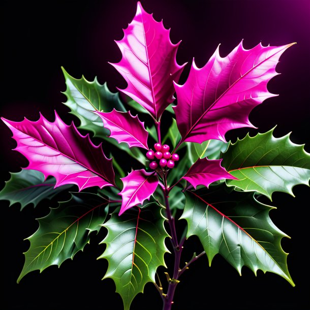 Clipart of a magenta holly