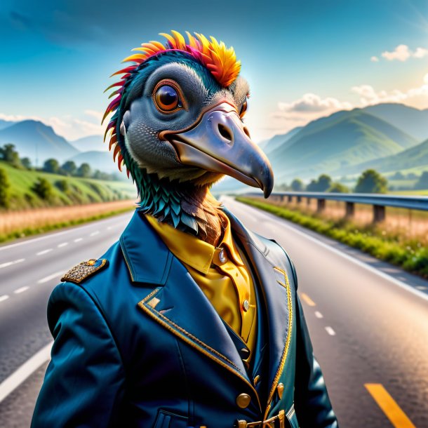 Pic of a dodo in a jacket on the highway