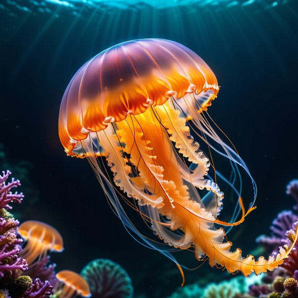 Foto de una medusa en un cinturón naranja