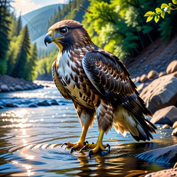 Pic d'un faucon dans une jupe dans la rivière