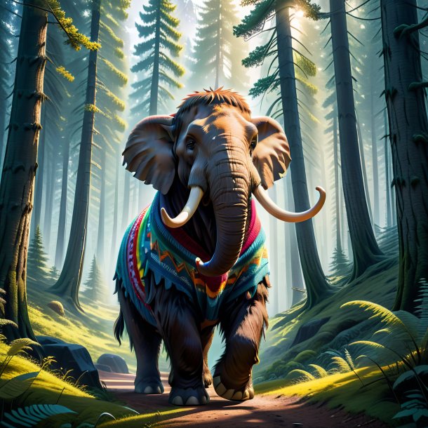 Pic of a mammoth in a sweater in the forest