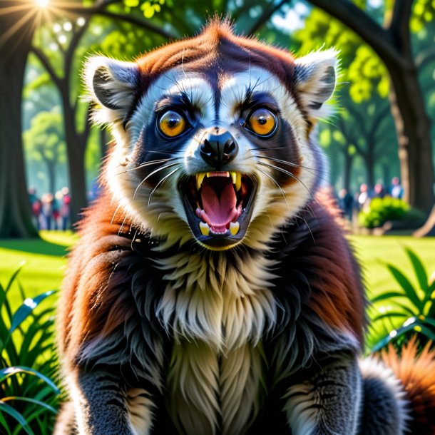 Image of a angry of a lemur in the park