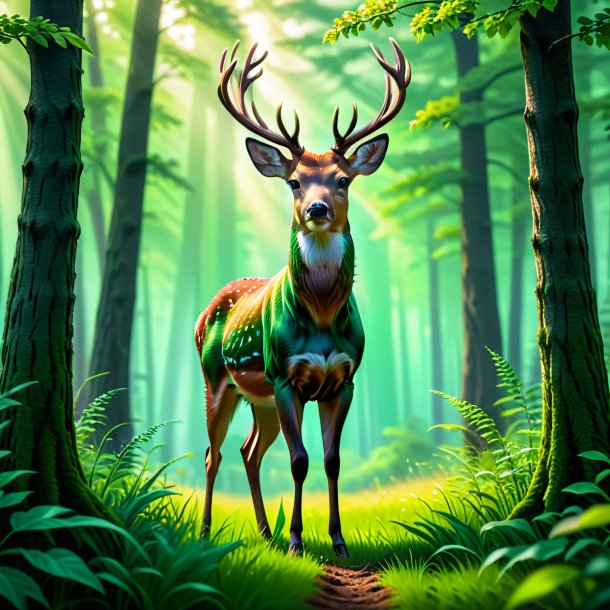 Pic d'un cerf dans un jean vert