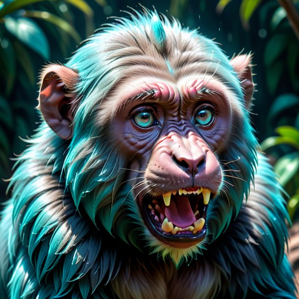 Pic of a aquamarine crying baboon