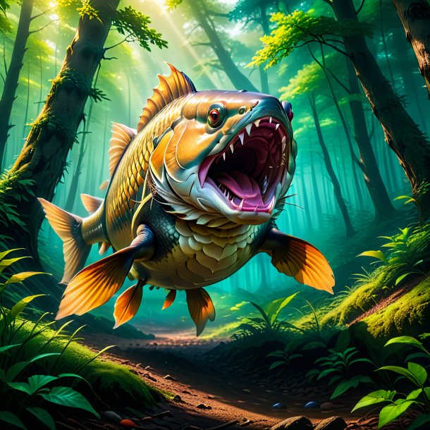 Pic of a threatening of a carp in the forest